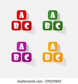 Sticker paper products realistic element design letters a b c
