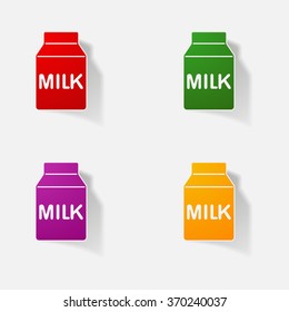 Sticker paper products realistic element design illustration pack of milk