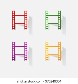 Sticker paper products realistic element design illustration reel of film