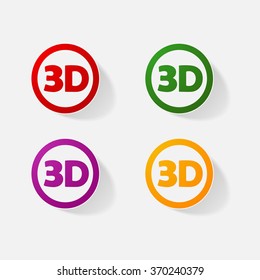 Sticker paper products realistic element design illustration 3d inscription