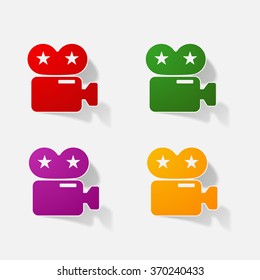 Sticker paper products realistic element design illustration video camera camcorder
