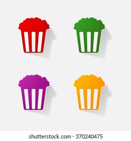 Sticker paper products realistic element design illustration popcorn