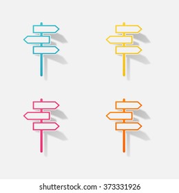 Sticker paper products realistic element design illustration road sign