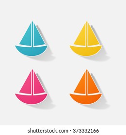 Sticker paper products realistic element design illustration boat