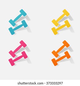 Sticker paper products realistic element design illustration dumbbell