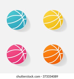 Sticker paper products realistic element design illustration basketball