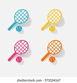 Sticker paper products realistic element design illustration Tennis Ball