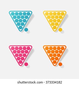 Sticker paper products realistic element design illustration billiard pyramid