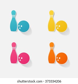 Sticker paper products realistic element design illustration bowling