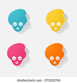 Sticker paper products realistic element design illustration girl