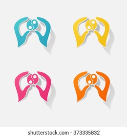 Sticker paper products realistic element design illustration hands