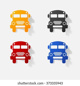 Sticker paper products realistic element design illustration school bus