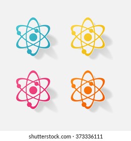 Sticker paper products realistic element design illustration atom