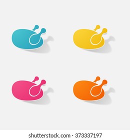 Sticker paper products realistic element design illustration grilled chicken