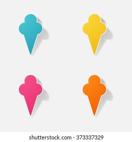 Sticker paper products realistic element design illustration ice cream