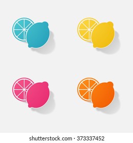 Sticker paper products realistic element design illustration lemon