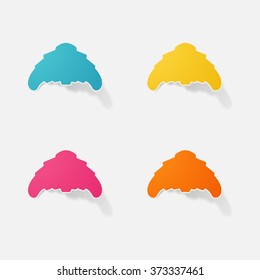 Sticker paper products realistic element design illustration croissant