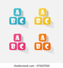 Sticker paper products realistic element design letters a b c