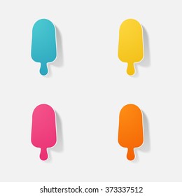Sticker paper products realistic element design illustration ice cream