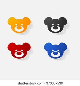 Sticker paper products realistic element design illustration teddy bear