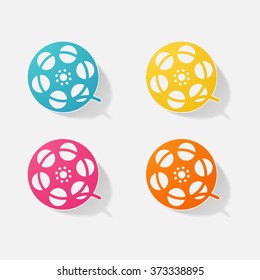 Sticker paper products realistic element design illustration reel of film