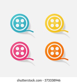 Sticker paper products realistic element design illustration reel of film