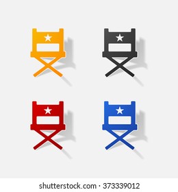 Sticker paper products realistic element design illustration director chair