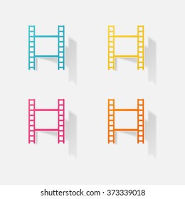 Sticker paper products realistic element design illustration reel of film