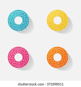 Sticker paper products realistic element design illustration donut