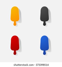 Sticker paper products realistic element design illustration ice cream