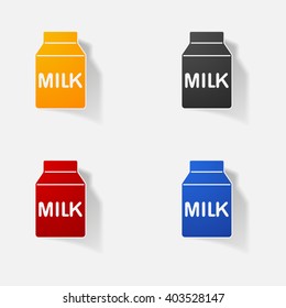 Sticker paper products realistic element design illustration pack of milk