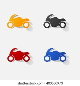 Sticker paper products realistic element design illustration motorcycle