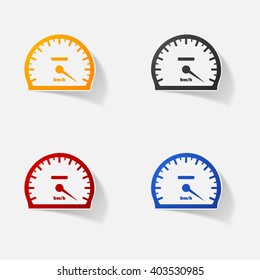 Sticker paper products realistic element design illustration speedometer