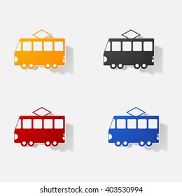 Sticker paper products realistic element design illustration tram