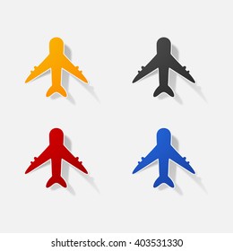 Sticker paper products realistic element design illustration airplane