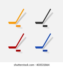 Sticker paper products realistic element design illustration stick and puck