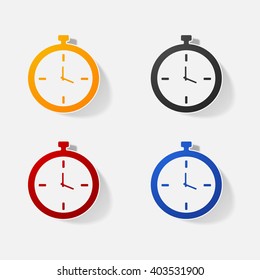 Sticker paper products realistic element design illustration stopwatch