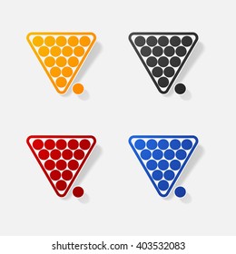Sticker paper products realistic element design illustration billiard pyramid