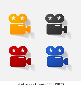 Sticker paper products realistic element design illustration video camera camcorder