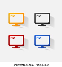 Sticker paper products realistic element design illustration monitor