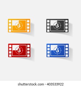 Sticker paper products realistic element design illustration reel of film