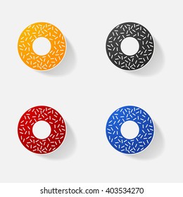 Sticker paper products realistic element design illustration donut