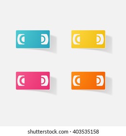 Sticker paper products realistic element design illustration cassette VCR