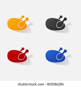 Sticker paper products realistic element design illustration grilled chicken