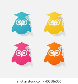 Sticker paper products realistic element design illustration owl