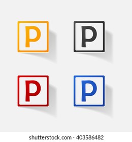 Sticker paper products realistic element design illustration parking symbol