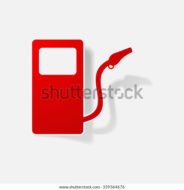 Sticker paper products realistic element design\
illustration Gas\
Station