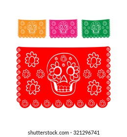 sticker paper in traditional Mexican style and patterns for backgrounds skulls, celebrations, day of the dead, halloween, fiesta.