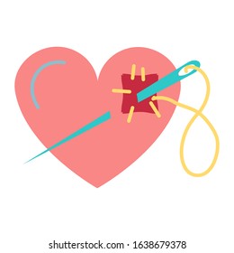 Sticker patch on heart for the holiday Valentine's Day on a  white background. Surface design for badge, badge, ticket, label, paper and scrapbook. Vector.