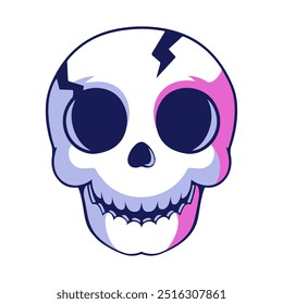 Sticker, patches, labels, tags, stamps with cute funny skull. Illustration for happy halloween.
